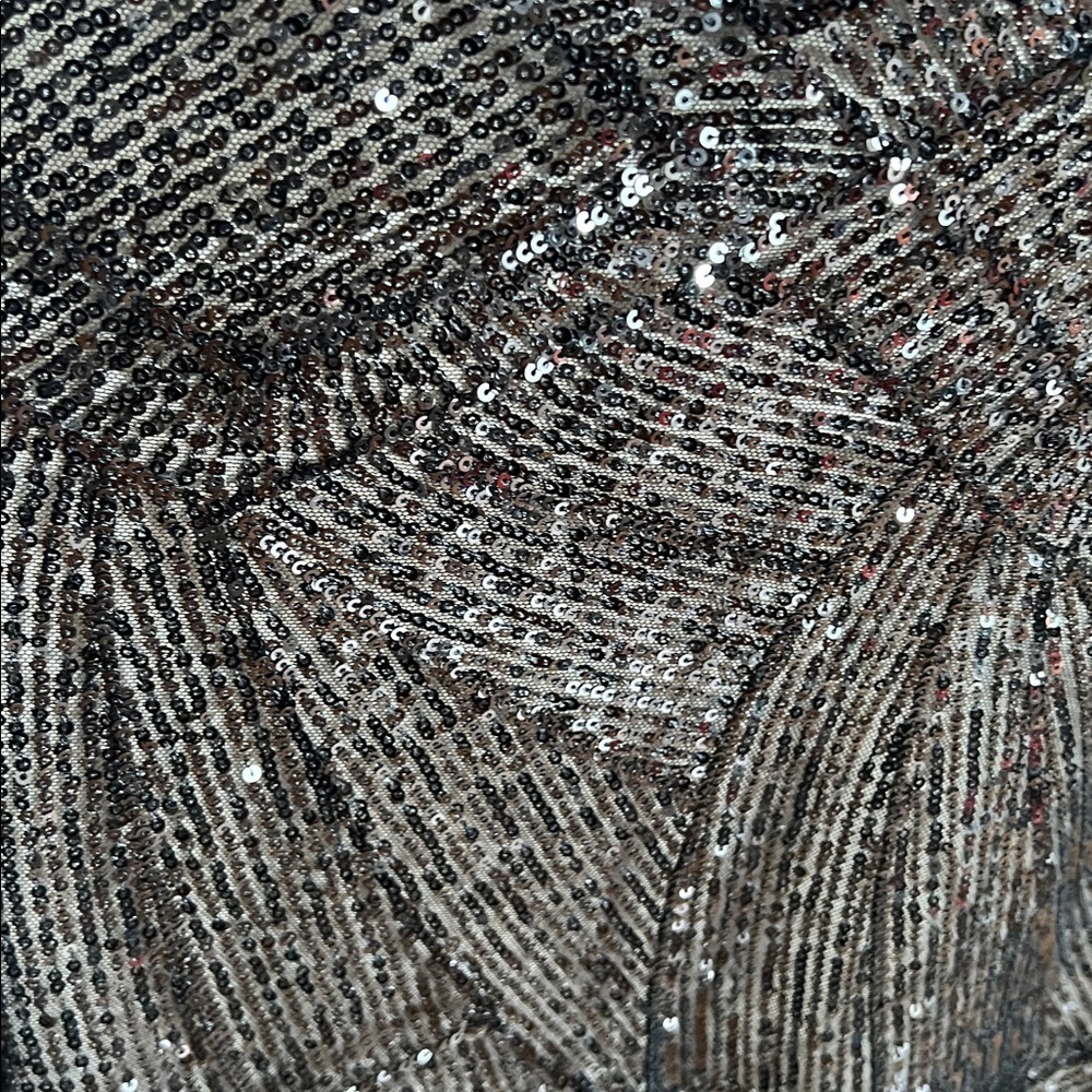 LOFT Black Shimmer Sequin Midi Cocktail Wedding Guest Evening Dress - Black 8 - Picture 9 of 14